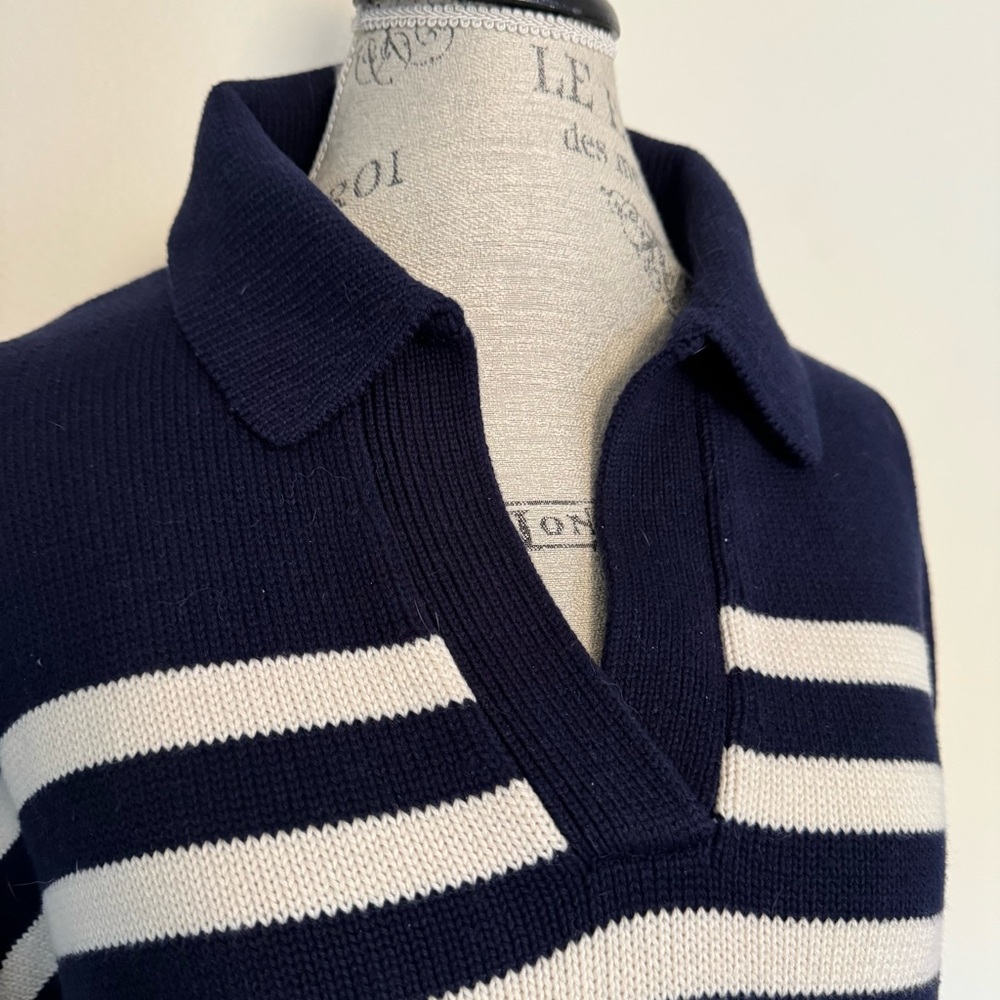 GAP Navy and White V-Neck Sweater